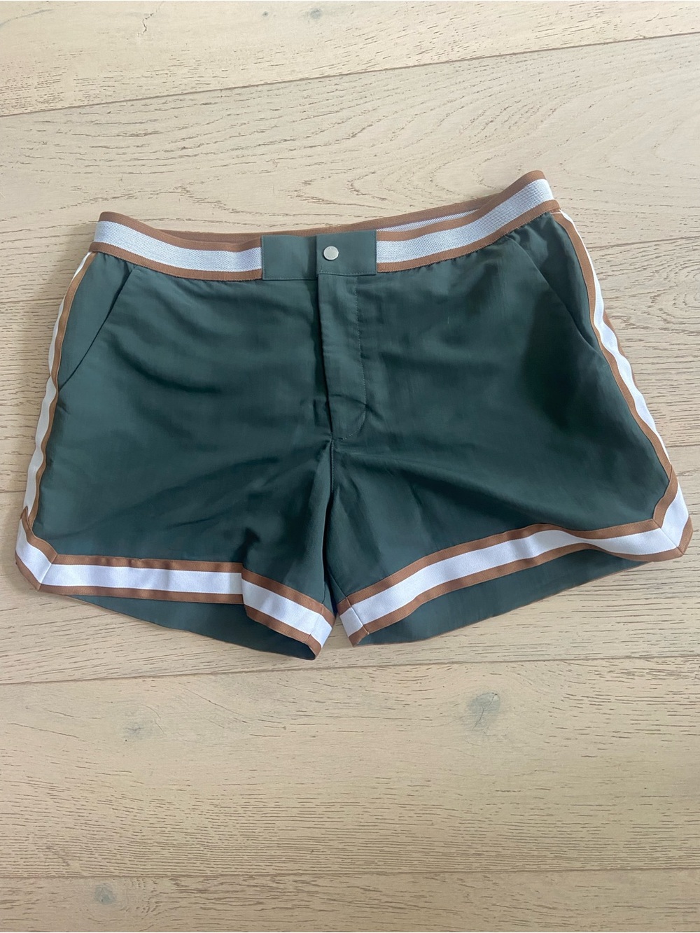 REISS x CHE Baller Swim Shorts XL Pine Green Luxury Resort Swim Trunks - Picture 2 of 9